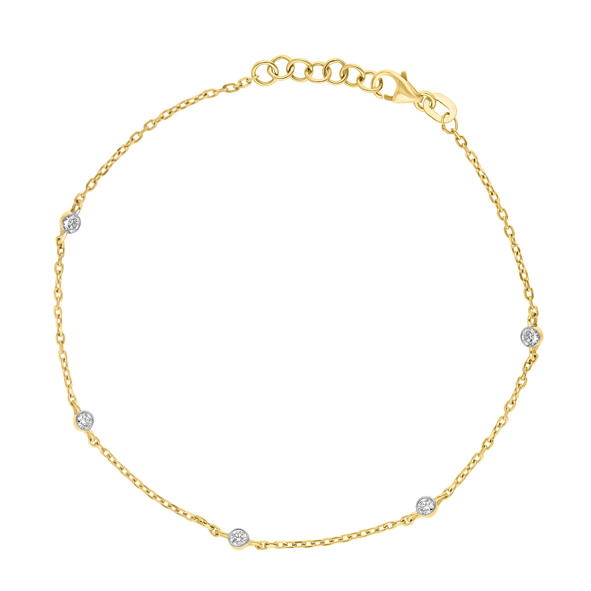 Diamond Bezel-Set Station Bracelet 14K White Gold / Large